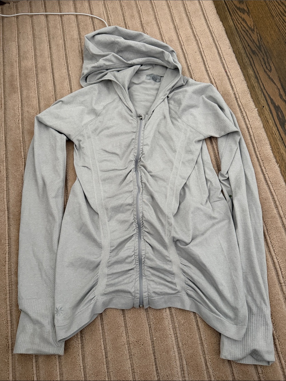 Athleta Light Gray Hooded Zip-Up Jacket